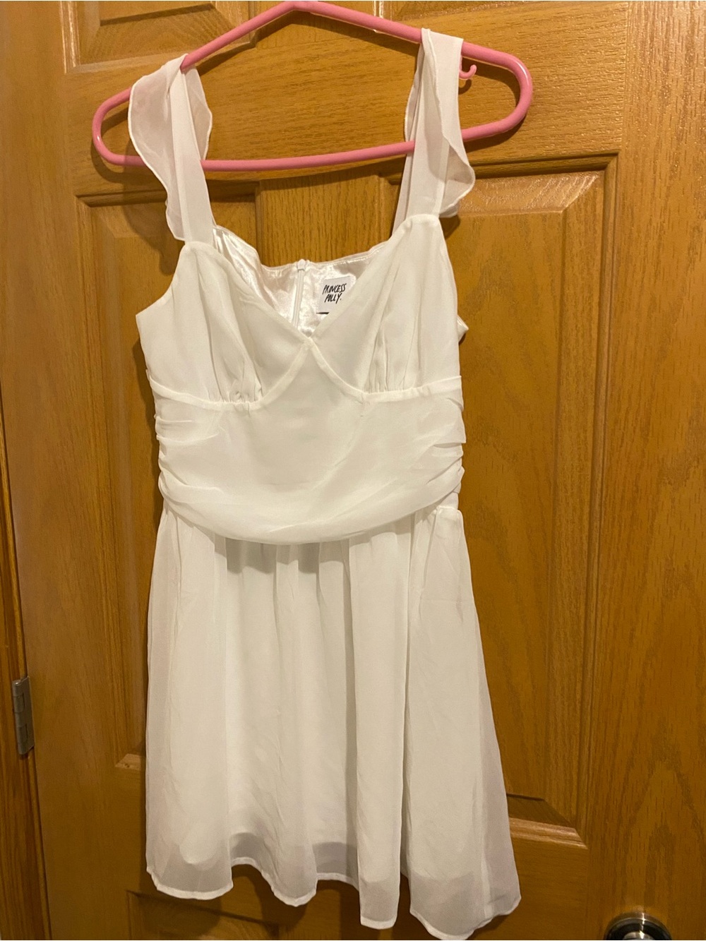 Princess Polly White Chiffon Mini Dress